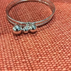 3 Bangle Bracelets with hanging ball.